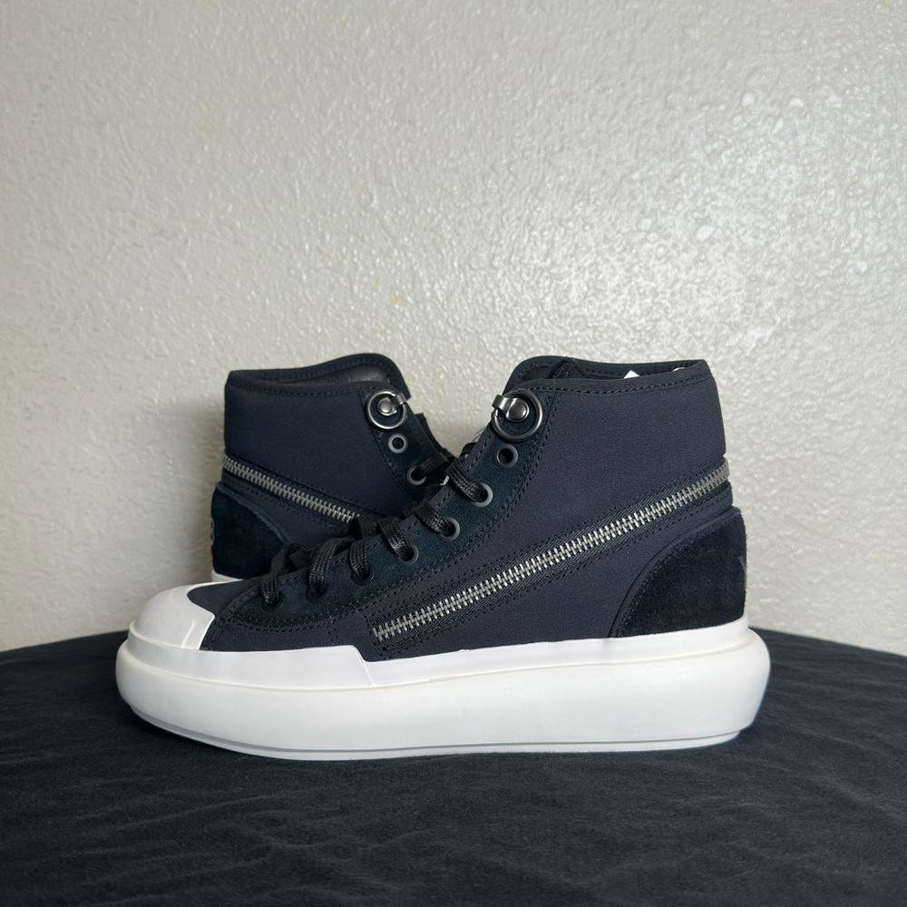 Men's Adidas Y-3 Ajatu Court High Core Black White Shoes ID4208 Size 4.5 Zipper